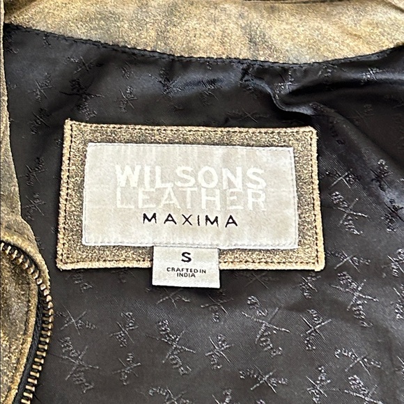WILSONS MAXIMA BROWN DISTRESSED ZIP LEATHER JACKET SZ S - Picture 9 of 16